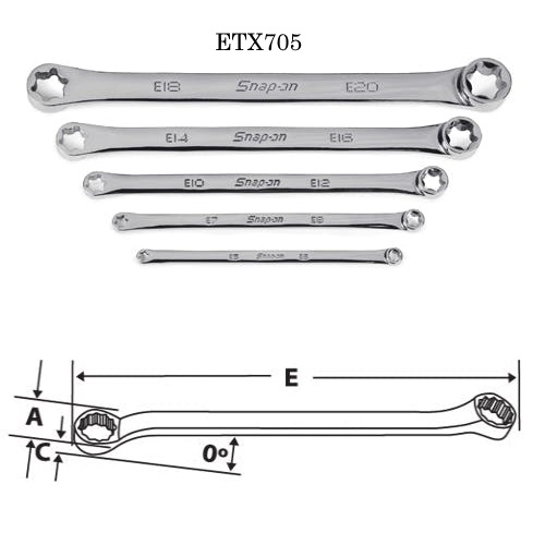Snapon Hand Tools Standard Handle, 0° Offset Head Wrench Set